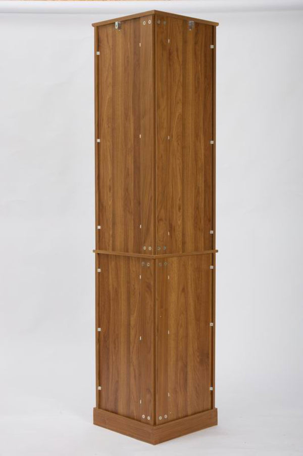 English Elm Tall Corner Wine Cabinet with Open Shelving Metal Mesh Door Walnut Industrial Bar W3123P520560