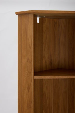English Elm Tall Corner Wine Cabinet with Open Shelving Metal Mesh Door Walnut Industrial Bar W3123P520560