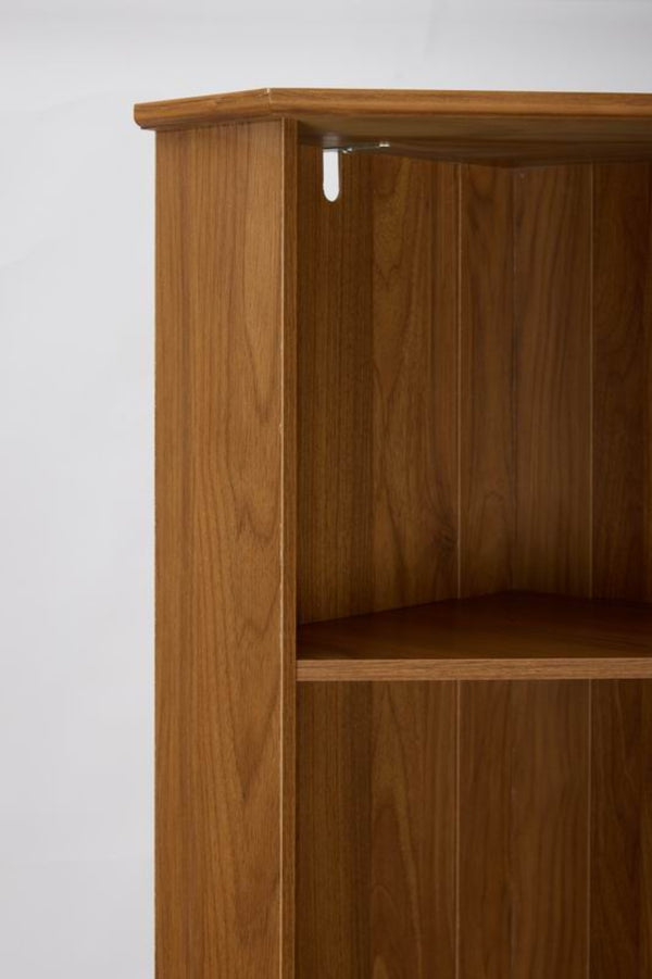 English Elm Tall Corner Wine Cabinet with Open Shelving Metal Mesh Door Walnut Industrial Bar W3123P520560