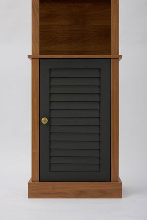 English Elm Tall Arched Corner Cabinet Narrow Wood Bookshelf with Louvered Door for Small Spaces W3123P520561