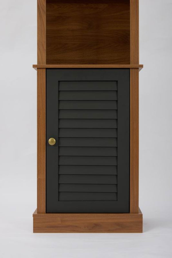 English Elm Tall Arched Corner Cabinet Narrow Wood Bookshelf with Louvered Door for Small Spaces W3123P520561