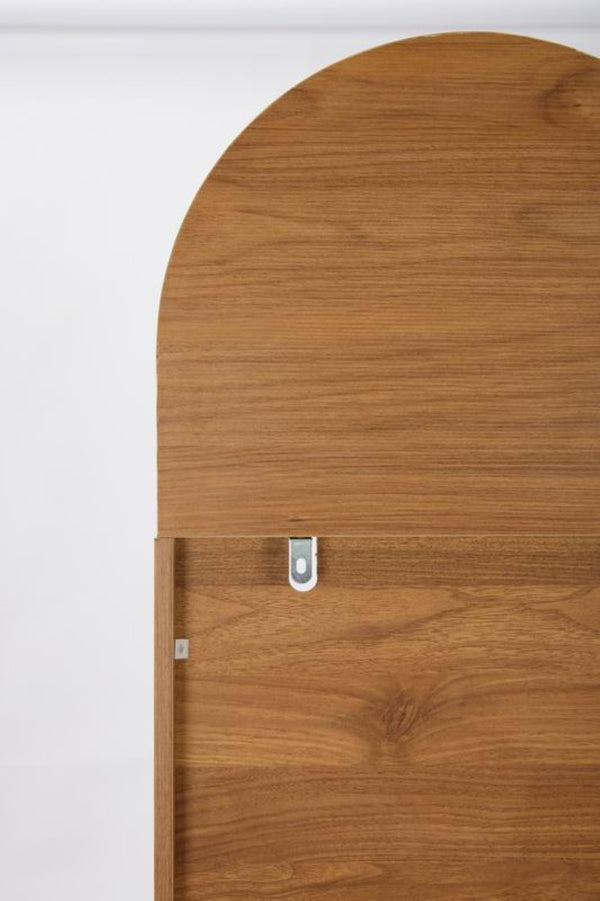 English Elm Tall Arched Corner Cabinet Narrow Wood Bookshelf with Louvered Door for Small Spaces W3123P520561
