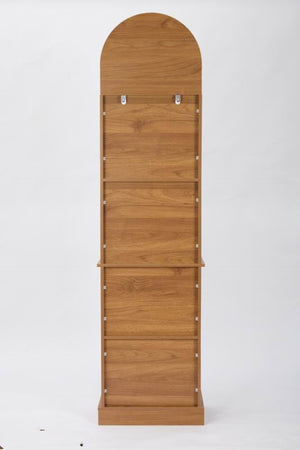 English Elm Tall Arched Corner Cabinet Narrow Wood Bookshelf with Louvered Door for Small Spaces W3123P520561