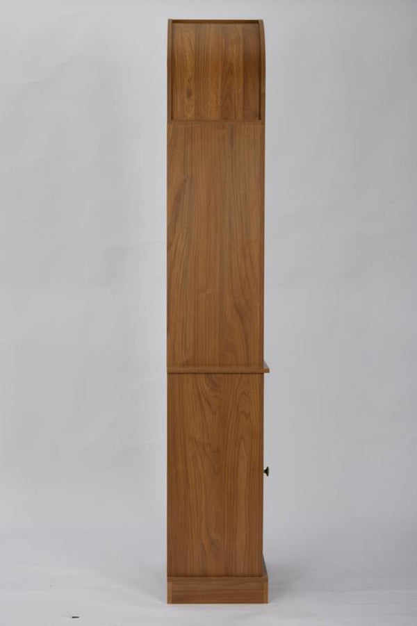 English Elm Tall Arched Corner Cabinet Narrow Wood Bookshelf with Louvered Door for Small Spaces W3123P520561