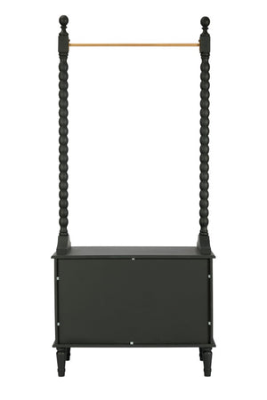 English Elm Clothes Rack Solid Wood Frame Matte Black Finish with Drawers Bedroom Entryway Organizer W3123P543443