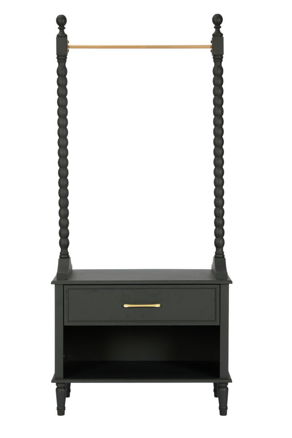 English Elm Clothes Rack Solid Wood Frame Matte Black Finish with Drawers Bedroom Entryway Organizer W3123P543443