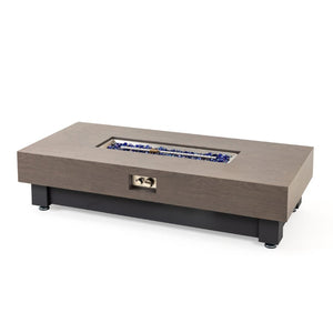 English Elm 60-Inch Rectangular Gas Fire Pit Table Propane Powered Patio Heater with Rain Cover W3131P333699