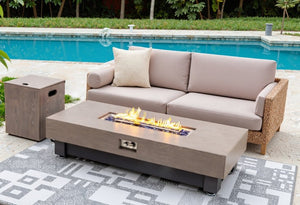 English Elm 60-Inch Rectangular Gas Fire Pit Table Propane Powered Patio Heater with Rain Cover W3131P333699