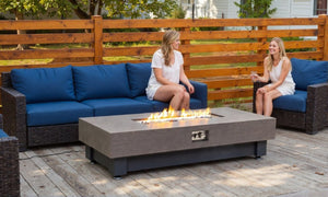 English Elm 60-Inch Rectangular Gas Fire Pit Table Propane Powered Patio Heater with Rain Cover W3131P333699