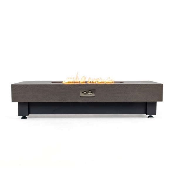 English Elm 60-Inch Rectangular Gas Fire Pit Table Propane Powered Patio Heater with Rain Cover W3131P333699