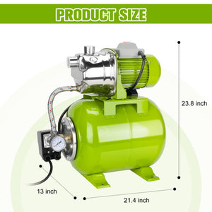 English Elm 1.6Hp Stainless Steel Jet Well Pump with 5 Gallon Pressure Tank for Home Irrigation W3131P569120