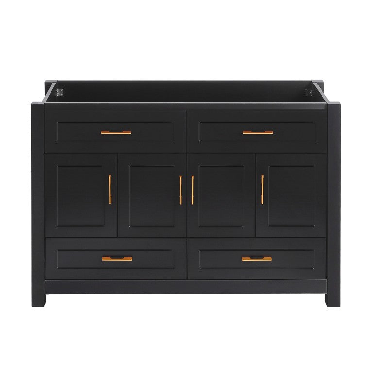 English Elm 48 Inch Matte Black Bathroom Vanity with Soft Close Doors and Drawers Solid Wood Frame W3133P389803