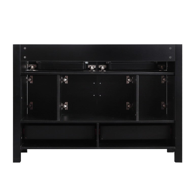 English Elm 48 Inch Matte Black Bathroom Vanity with Soft Close Doors and Drawers Solid Wood Frame W3133P389803
