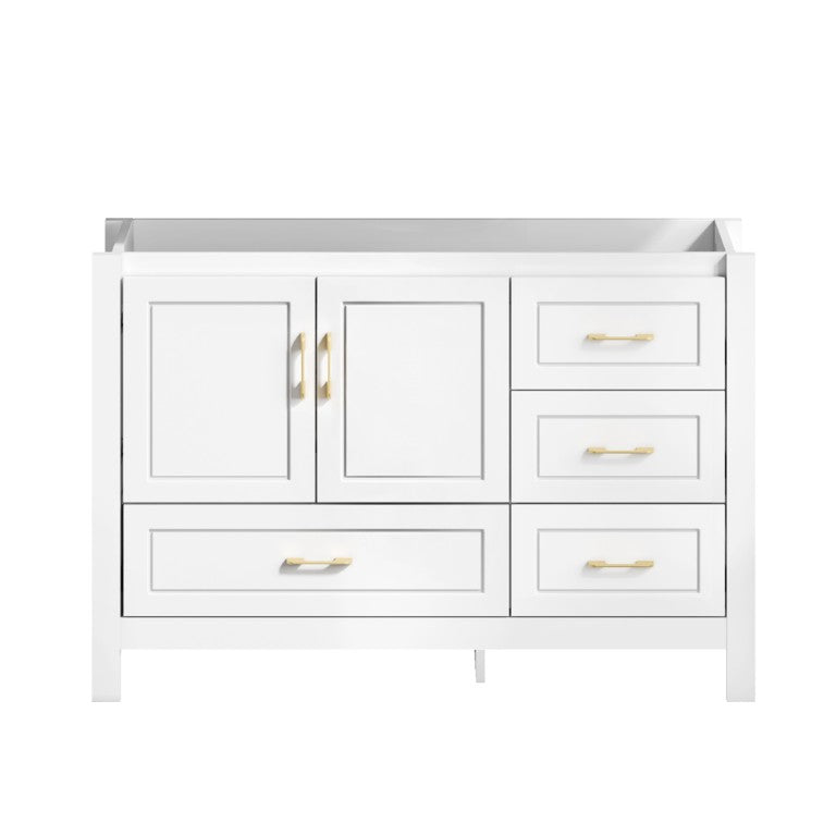 English Elm 48White Bathroom Vanity Solid Wood Cabinet with 4 Drawers and 2 Soft Close Doors W3133P389814