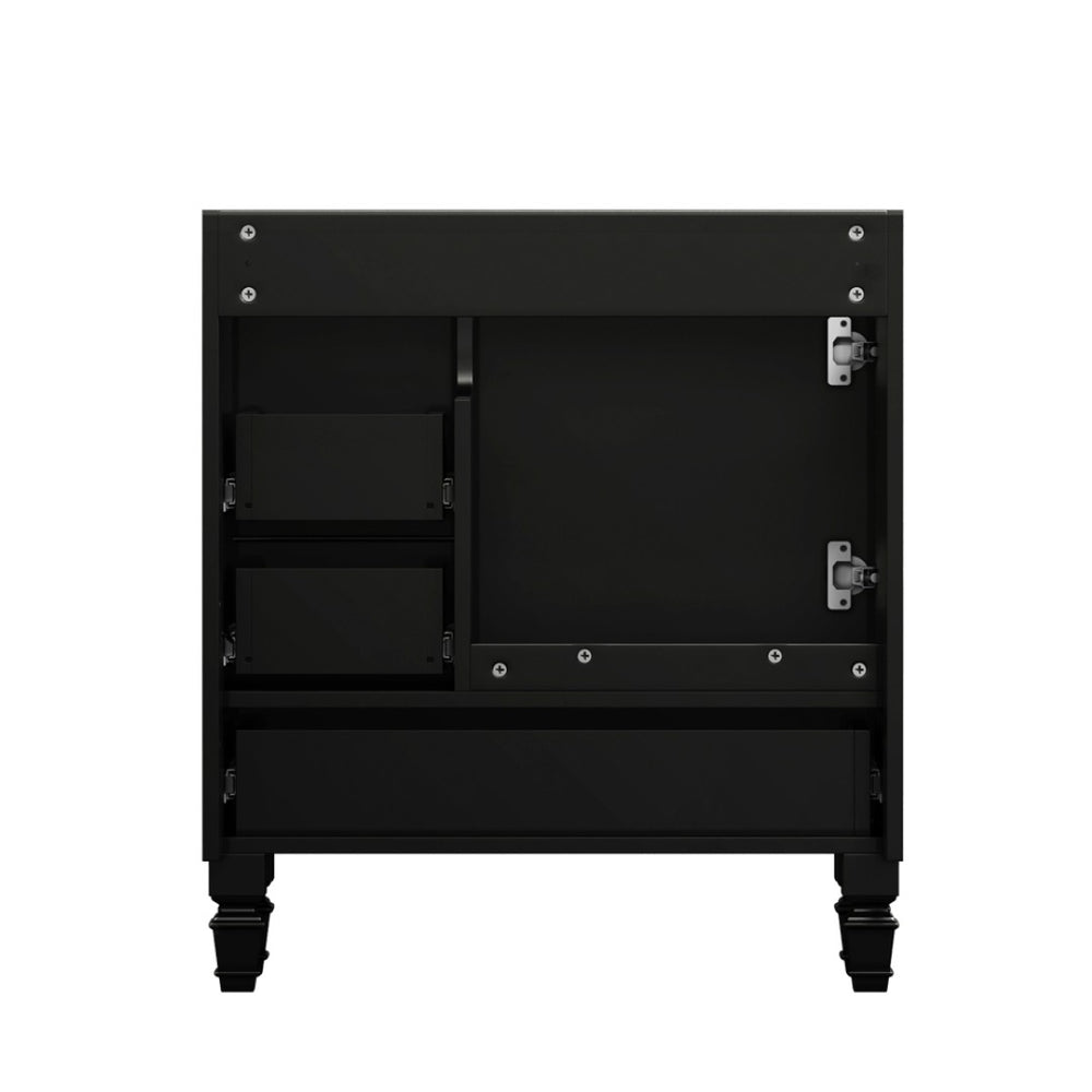 English Elm 30"black Matte Bathroom Vanity with Solid Wood Frame 4 Drawers and Soft Close Doors W3133P395148