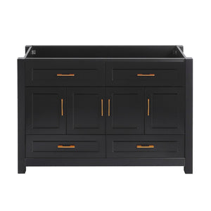English Elm 48 Inch Matte Black Bathroom Vanity Cabinet with Soft Close Doors and Ample Drawer Storage W3133P455487