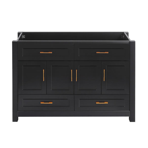 English Elm 48 Inch Matte Black Bathroom Vanity Cabinet with Soft Close Doors and Ample Drawer Storage W3133P455487