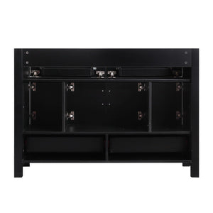 English Elm 48 Inch Matte Black Bathroom Vanity Cabinet with Soft Close Doors and Ample Drawer Storage W3133P455487