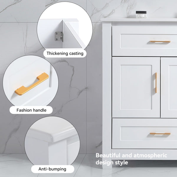 English Elm 48 Inch White MDF Bathroom Vanity with Soft Close Doors and Drawers for Ample Storage W3133P455490
