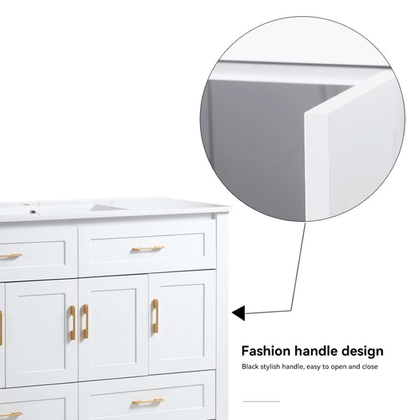 English Elm 48 Inch White MDF Bathroom Vanity with Soft Close Doors and Drawers for Ample Storage W3133P455490