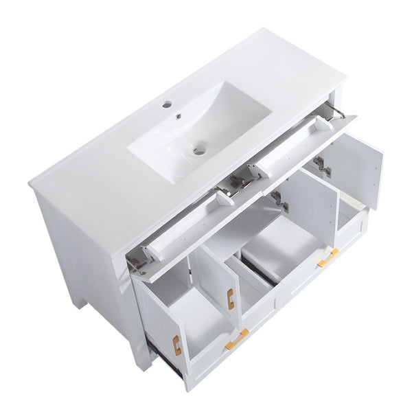 English Elm 48 Inch White MDF Bathroom Vanity with Soft Close Doors and Drawers for Ample Storage W3133P455490