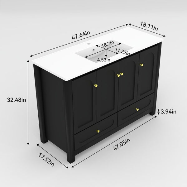 English Elm 48 Inch Bathroom Vanity with Integrated Drop-In Sink Stain Resistant Easy Clean W3133P465628