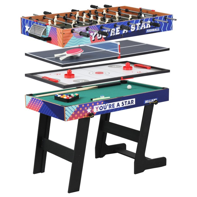 English Elm 3-In-1/4-In-1 Combo Game Table with Foosball Billiards Tennis and Air Hockey Tops W3133P537716
