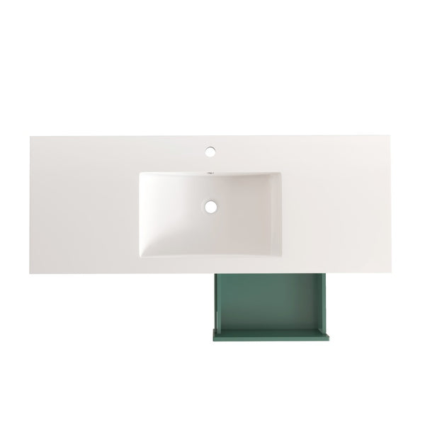 English Elm 48 Inch Green Bathroom Vanity with Integrated Resin Basin and Soft Close Storage Cabinet W3133S00032
