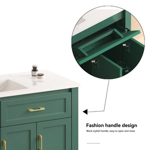 English Elm 48 Inch Green Bathroom Vanity with Integrated Resin Basin and Soft Close Storage Cabinet W3133S00032