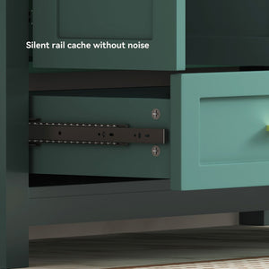 English Elm 48 Inch Green Bathroom Vanity with Integrated Resin Basin and Soft Close Storage Cabinet W3133S00032