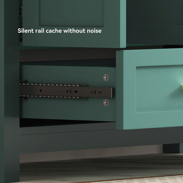 English Elm 48 Inch Green Bathroom Vanity with Integrated Resin Basin and Soft Close Storage Cabinet W3133S00032