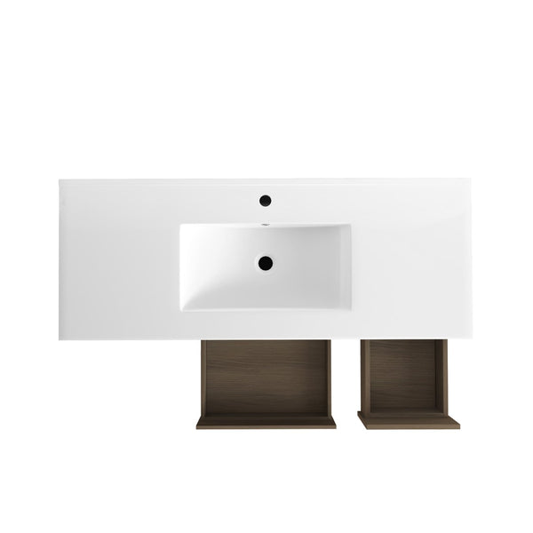 English Elm 48Dark Brown Bathroom Vanity with 9 Drawers and 2 Soft Close Doors for Organized Storage W3133S00034