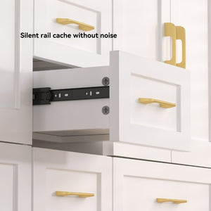 English Elm 60Black Bathroom Vanity Solid Wood MDF Matte Finish 4 Soft Close Doors 6 Drawers White W3133S00036