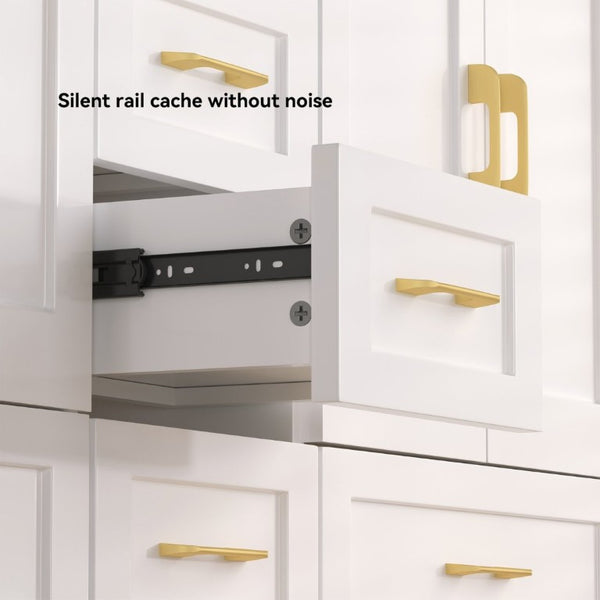 English Elm 60Black Bathroom Vanity Solid Wood MDF Matte Finish 4 Soft Close Doors 6 Drawers White W3133S00036