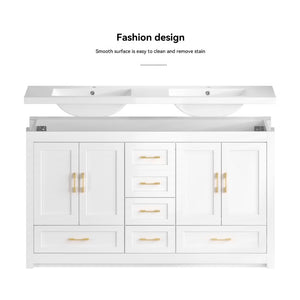 English Elm 60Black Bathroom Vanity Solid Wood MDF Matte Finish 4 Soft Close Doors 6 Drawers White W3133S00036