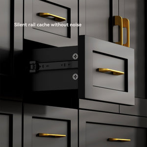 English Elm 60Black Bathroom Vanity Solid Wood MDF Matte Finish 4 Soft Close Doors 6 Drawers Black W3133S00037