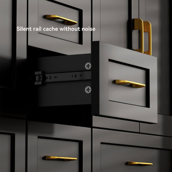 English Elm 60Black Bathroom Vanity Solid Wood MDF Matte Finish 4 Soft Close Doors 6 Drawers Black W3133S00037