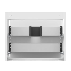 English Elm Wall Mounted Floating Bathroom Vanity with Ceramic Sink Soft Close Drawers Modern White W3133S00043