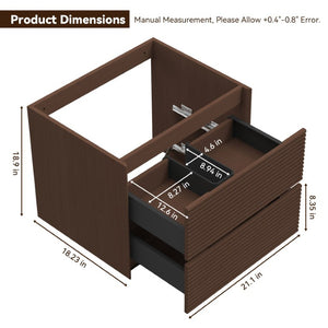 English Elm Wall Mounted Floating Bathroom Vanity with Ceramic Sink Soft Close Drawers Modern Walnut W3133S00044
