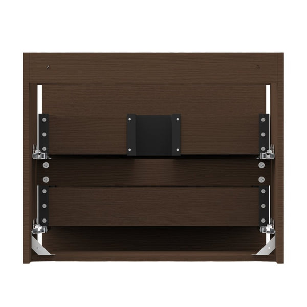 English Elm Wall Mounted Floating Bathroom Vanity with Ceramic Sink Soft Close Drawers Modern Walnut W3133S00044