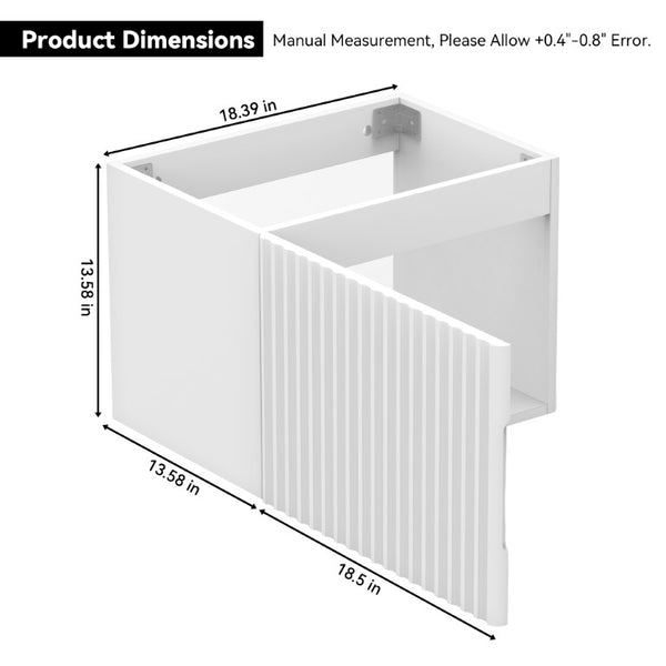 English Elm Wall Mount Floating Bathroom Vanity with Ceramic Sink Solid Wood Soft Close Cabinet W3133S00045