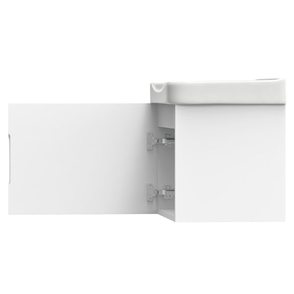 English Elm Wall Mount Floating Bathroom Vanity with Ceramic Sink Solid Wood Soft Close Cabinet W3133S00045
