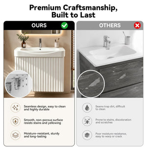 English Elm Wall Mount Floating Bathroom Vanity with Ceramic Sink Solid Wood Soft Close Cabinet W3133S00045