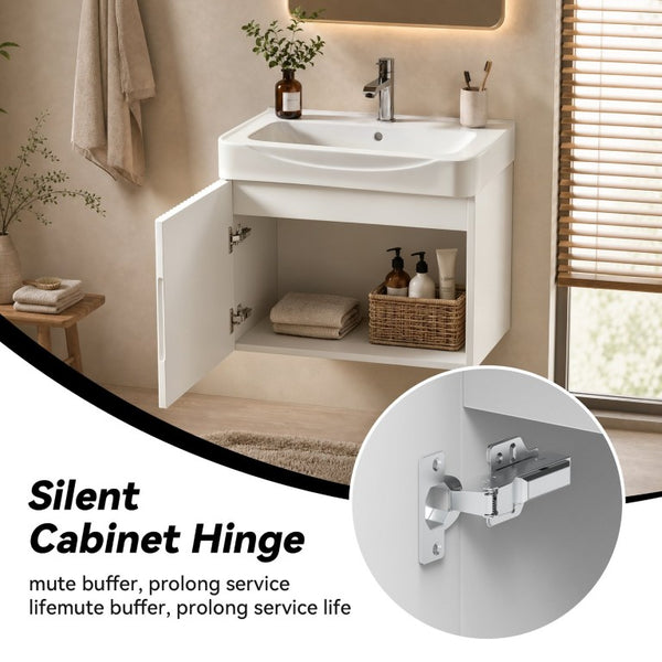 English Elm Wall Mount Floating Bathroom Vanity with Ceramic Sink Solid Wood Soft Close Cabinet W3133S00045