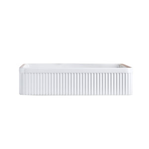 English Elm White Glazed Fireclay Vessel Sink Rectangular Basin with Embossed Stripe Texture W3136P380710