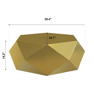 English Elm Modern Stainless Steel Hexagonal Coffee Table Geometric Sculptural Design for Living Room Gold W3136P501477
