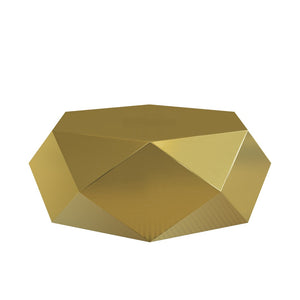 English Elm Modern Stainless Steel Hexagonal Coffee Table Geometric Sculptural Design for Living Room Gold W3136P501477