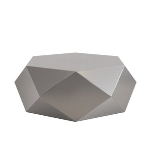 English Elm Modern Stainless Steel Hexagonal Coffee Table Geometric Sculptural Design for Living Room Silver W3136P501478
