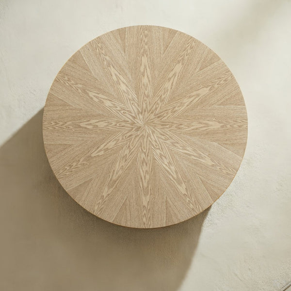 English Elm 35.4" Round Ash Veneer Coffee Table with 2 Drawers for Scandinavian Living Rooms W3136P517606