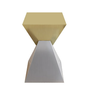 English Elm Modern Sculptural Stainless Steel End Table Gold Triangular Top Asymmetric Art Piece W3136P535714